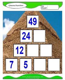 Çıkarma Pramidi Çalışma Sayfaları